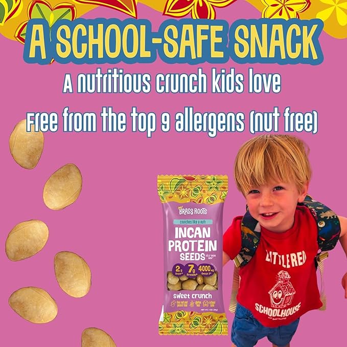 Brass Roots Organic Incan Protein Seeds - High Protein, School Safe, Nut Free, High Omega 3, Supports Gut Health, Good Source of Fiber, Shark Tank (10 oz (Pack of 1), Sweet Crunch)