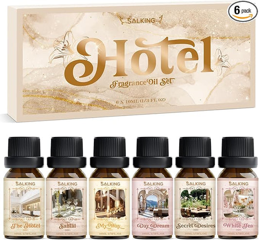 SALKING Hotel Diffuser Oils Gift Set, Hotel Scent Essential Oils for Diffuser, Luxury Fragrance Oil Set, Candle, Soap Making Scents, Santal, My Way, Day Dream, Secret Desires, White Tea