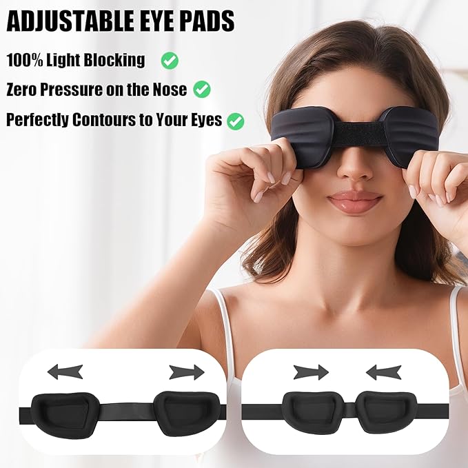 3D Sleep Mask for Women Men,Sleep Mask for Nasal Pillow Cpap Users Adjustable 100% Light Blocking,Eye Mask for Dry Eyes,Blind Fold for Side Sleeper Travel