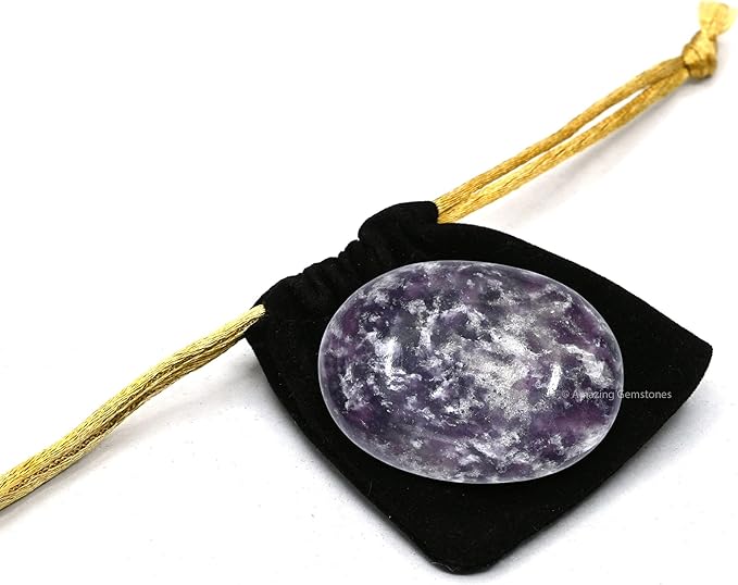 Amazing Gemstone Lepidolite Crystals and Healing Stones - Large Palm Stone Crystals Piedra - Crystal for Good Luck, Balanced Positive Energy, Meditation - Unique Stocking Stuffers Gifts for Women, Men