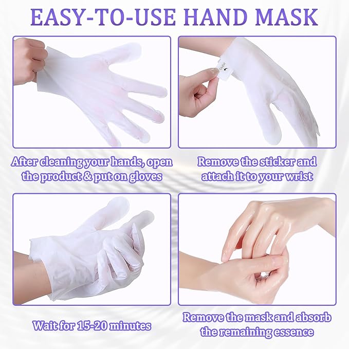 Hand Mask Moisturizing Gloves 6 Pack,Hydrating Hand Mask for Women,Soft Gloves for Dry Cracked Skin D