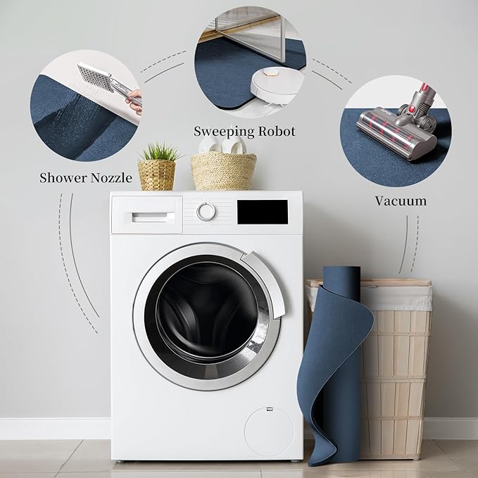 Bathroom Mat Rugs 47x17, Long Diatomaceous Earth Bath Mat Large Quick Dry Bath Mat Non Slip Rubber Backed Super Absorbent Shower Mat, Thin Bathroom Runner Rugs Floor Mat Fit Under Door, Navy Blue