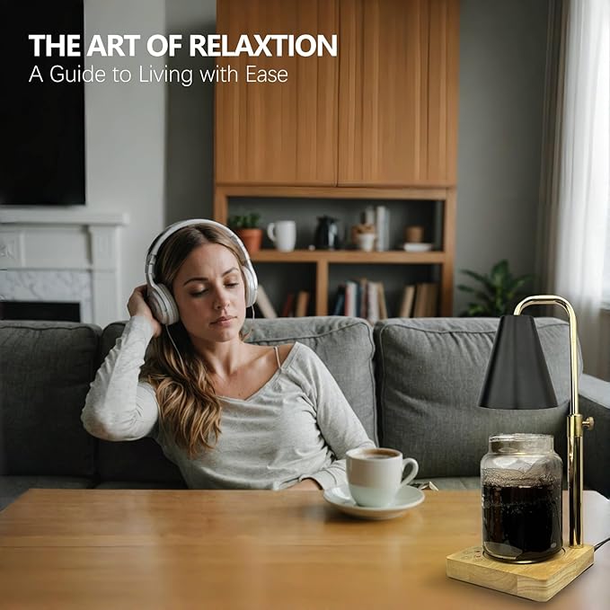 Candle Warmer Lamp with Timer Electric Wax Warmer for Scented Wax Melt Warmer Melter for Jar Candles Touch and Remote Control Dimmable Adjustable Height Gifts for Women 2 Bulbs,Black Metal