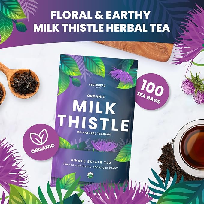 Organic Milk Thistle Tea-100 Tea Bags | Organic Herbal Tea From Single Origin | Eco-Friendly Tea Bags | Non-GMO Caffeine Free Tea With Zero Sugar | Cederberg Tea Company
