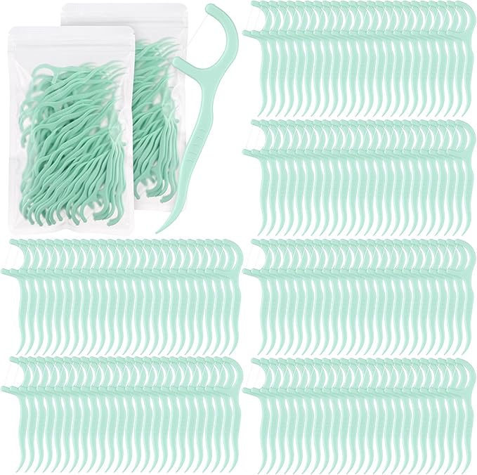 Baderke 600 Count Floss Picks Bulk Dental Flossers Picks for Adults Non Breakable Tooth Picks Flossers Teeth Cleaning Dental for Family Pack Travel(Light Green)