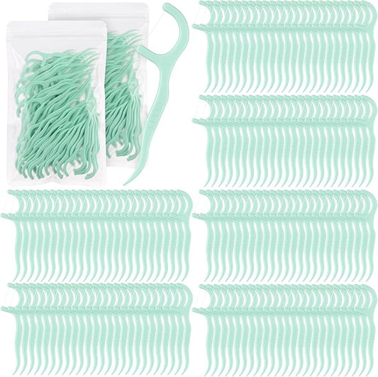 Baderke 600 Count Floss Picks Bulk Dental Flossers Picks for Adults Non Breakable Tooth Picks Flossers Teeth Cleaning Dental for Family Pack Travel(Light Green)