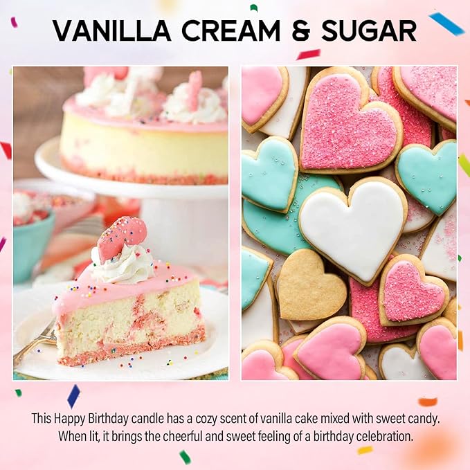 Birthday Candles Gifts for Women, Birthday Gifts for Women Men, 9 oz Happy Birthday Candle with Vanilla Birthday Cake Scent, Women Friendship Ideas