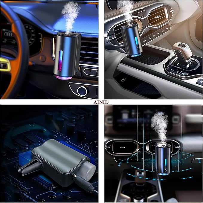Car Air Freshener Diffuser with Three Adjustable, Rechargeable Car Diffusers, Car Fresheners Long Lasting (Ocean)