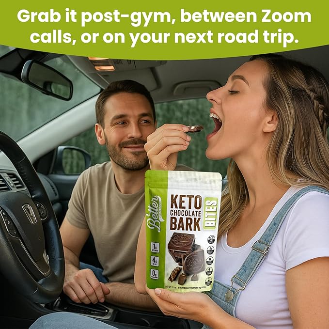 BETTER THAN GOOD Keto Chocolate Bark Bites | Sugar Free high protein Snacks, Low Carb Dark Chocolate Krunch | Gluten Free, Healthy Kids & Diabetic Friendly Snack | Occasion treat | 6 servings per bag (2 Pack)