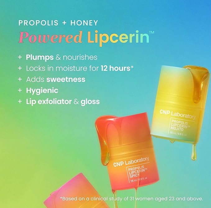 CNP Honey Lip Butter - Propolis Lipcerin™ 04 Mint, Hydrating Overnight Manuka Lip Balm & Mask, 12hr Long-Lasting Moisture, Korean Skin Care, 0.5 fl.oz.