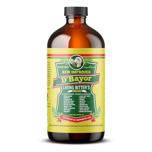 HERBOGANIC D'Bayor Living Bitter 16oz - Natural Blend of Black seed, Bitter Melon, Cinnamon and Seamoss to support Immune System