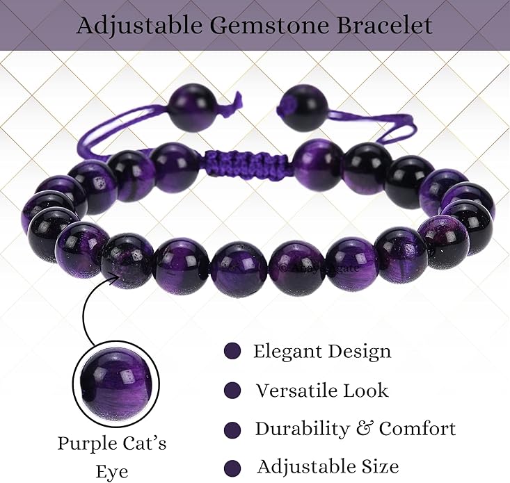 Energy Protection Crystal Handmade Adjustable Bead Bracelet Perfect for Men, Women’s Gift - Gemstone Healing Stretch Bracelet Pulsera Para Hombre Mujer Stocking Stuffer