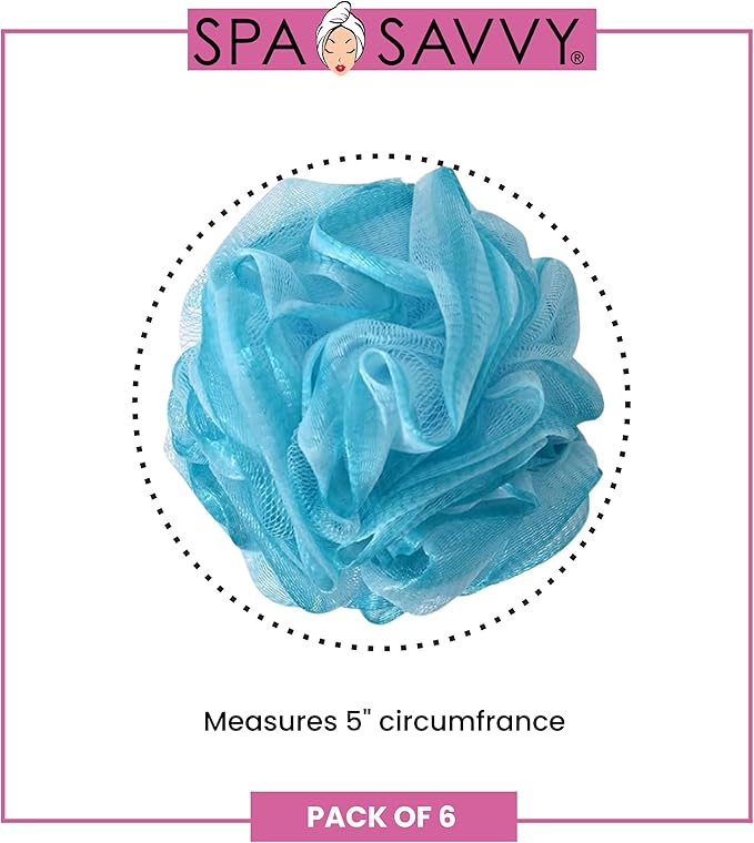 Bath Loofah Set, 6 Pack Shower Pouf Body Sponges with Suction Cups, Exfoliating Bath Accessories for Men and Women, Multicolor