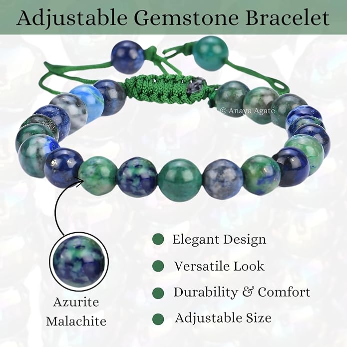 Energy Protection Crystal Handmade Adjustable Bead Bracelet Perfect for Men, Women’s Gift - Gemstone Healing Stretch Bracelet Pulsera Para Hombre Mujer Stocking Stuffer