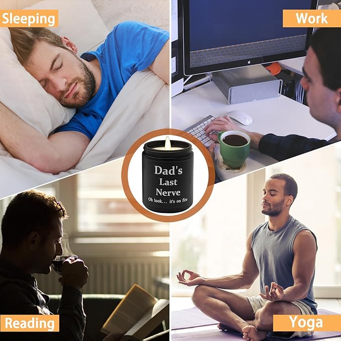 Lihome Gifts for Dad from Daughter Son, Funny Fathers Day & Birthday &Thanksgiving & Christmas Gifts, Lavender Scented Candles(7oz)