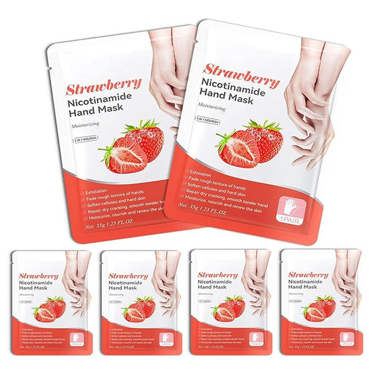 Hand Masks, 6 Pairs Hydrating Exfoliating Hand Peeling Mask, Smooth Hand Masks Moisturizing Gloves Overnight for Dry, Rough, Cracked Hands, Hand Skin Moisturizer Glove for Women Men（F