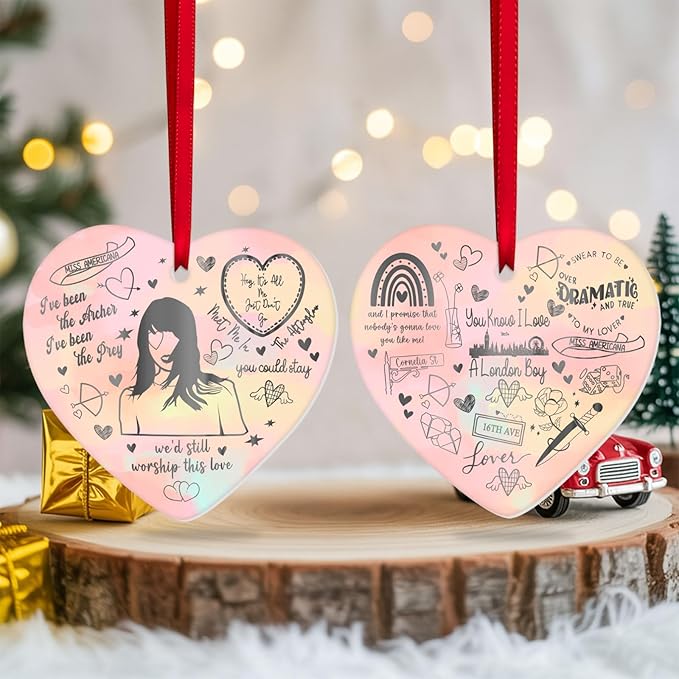 34HD Ceramic Heart Ornament 2025 – Lover Song Lyric Aesthetic Decoration, Girlfriend Christmas Tree Decoration