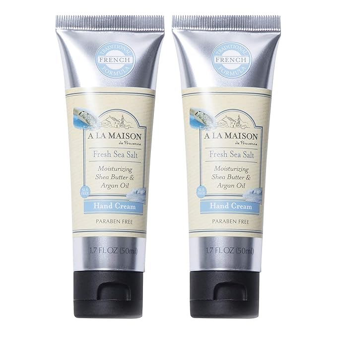 A LA MAISON Moisturizing Cream, Fresh Sea Salt - Uses: Hand, Argan Oil, Pure Shea Butter, Essential Oils, Plant Based, Cruelty-Free, SLS and Paraben Free (1.7 Oz, 2 Pack)
