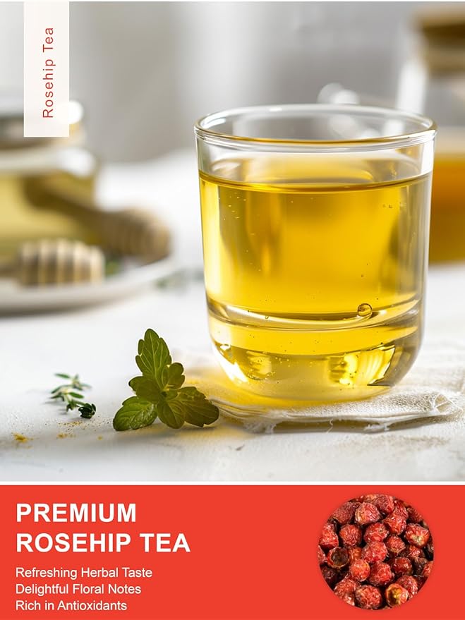 TeeLux Rose Hips Tea Bags, Premium Rosehip Herbal Tea, Fruity Flavor and Aroma, Caffeine-free, 100 Count
