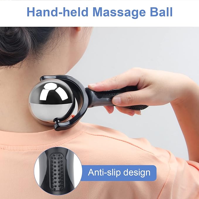 Cold Massage Roller Ball, Cold Therapy Relief, Portable Fitness Ice Roller Ball with Handle, Great Tool for Back/Neck Pain, Muscles Recovery and Inflammation