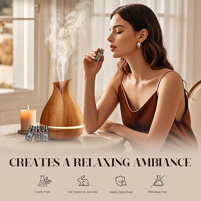 Hotel Diffuser Oils Gift Set - 6x10ML Luxury Hotel Scent Essential Oils Set for Diffuser, Candle Making - Fragrance Oil, My Route, Ember, Dream State, Serene Coast, Midnight Velvet, Golden Bloom