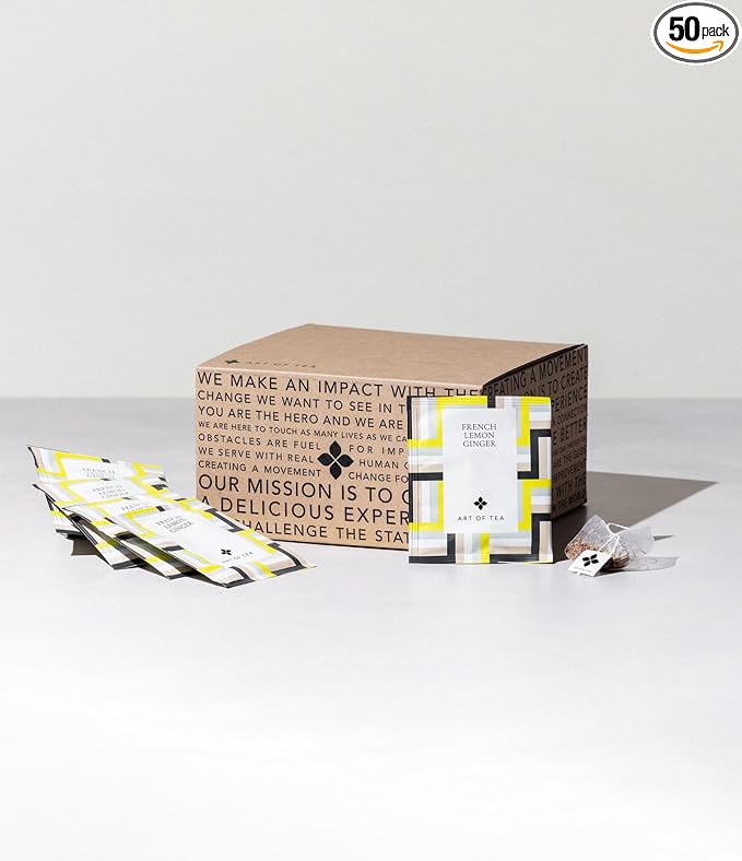 Art of Tea | French Lemon Ginger | 50 Eco Friendly Pyramid Tea Bag Sachets