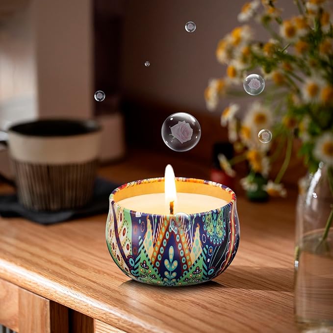 Hausware 3 Pack Scented Candles, 2.5 oz Aromatherapy Candles with Floral Scents,Soy Candles Set with 72H Burning Time,Ideal Gift for Women (Lavender+Vanilla+Rose)