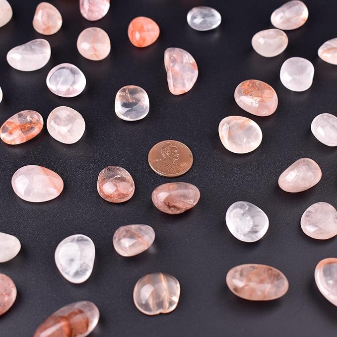Cherry Blossom Agate Healing Crystal Stone Set - 24 Pieces, 0.6" Natural & Polished Stones for Healing, Meditation, Reiki, Chakra, Crafting & Decoration