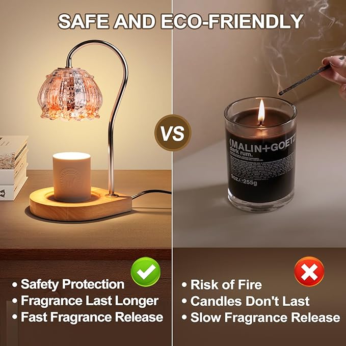 Dimmable Flower Candle Warmer Lamp with Timer, Dimmable Electric Candle Warmer Melter Light,Gifts for Women Home Decor Cozy House Warming,White Orange