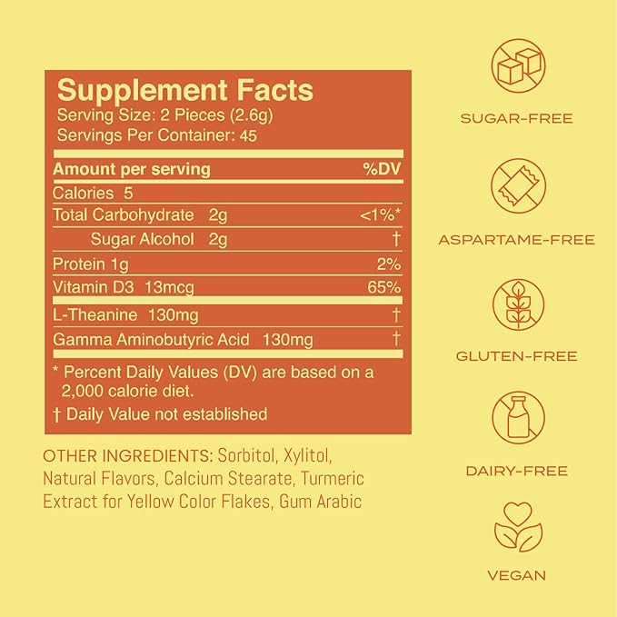 NeuroGum Calm & Clarity Mints (Honey Lemon, 90 Pieces) | GABA + L-Theanine + Vitamin D3 | Sugar Free Mood & Stress Relief Supplement