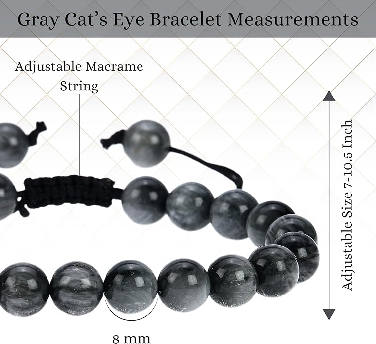 Energy Protection Crystal Handmade Adjustable Bead Bracelet Perfect for Men, Women’s Gift - Gemstone Healing Stretch Bracelet Pulsera Para Hombre Mujer Stocking Stuffer