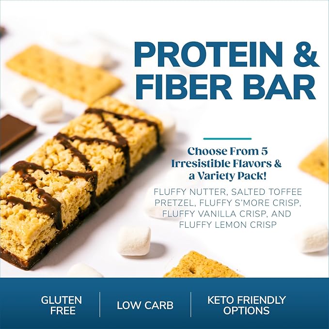 Wonderslim High Fiber Protein Bars, Fluffy Nutter | 15g Protein, 7g Fiber | Low Sugar, Low Carb | Healthy Indulgence | Satisfying, Supports Energy & On-the-Go Convenience, 7 Pack