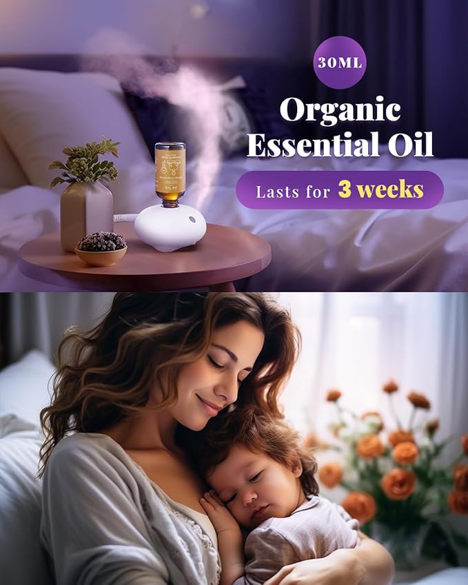 VTS Organic Essential Oils Set with Waterless Diffuser, Lavender & Roman Chamomile Essential Oil Aromatherapy Gift Set (1 fl.oz Lavender Oil & 1 fl.oz Chamomile Oil & Portable Diffuser)