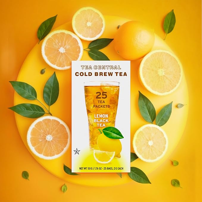 Life Plus Style Gourmet TEA CENTRAL Lemon Black Tea with Organic Ceylon Black Tea Lemon Unsweetened Iced Tea Refreshing Tea Beverages Natural Flavored Cold Brew Everyday Wellness Iced Drink 25 Tea Bags