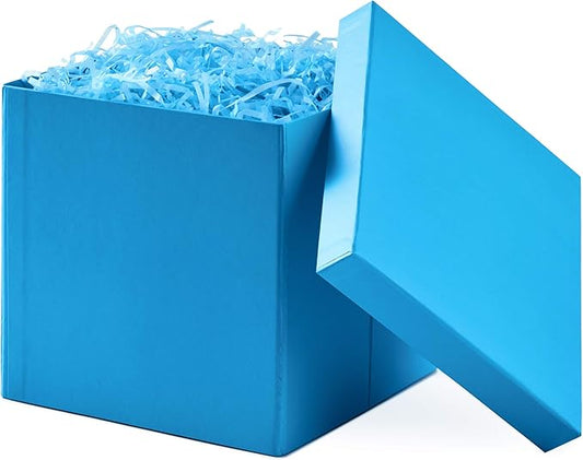 Hallmark Medium Gift Box with Lid and Shredded Paper Fill (Turquoise Blue 7 inch Box) for Birthdays, Graduations, Anniversaries, Baby Showers, All Occasion