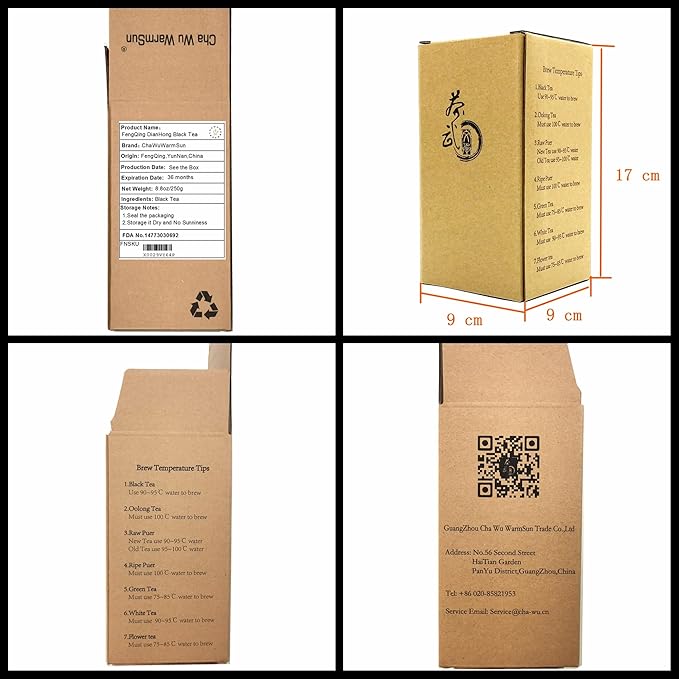 ChaWuWarmSun [A] FengQing DianHong Black Tea,8.8oz/250g,YunNan Big Leaf Arbor Tea