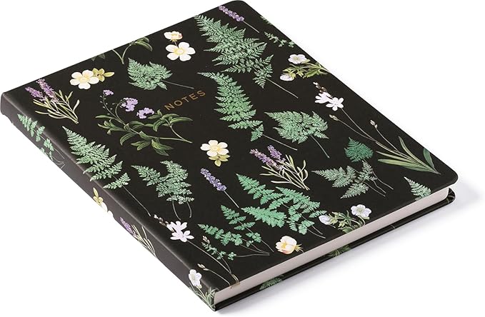 Eccolo Large Lined Journal Notebook, Flexible Cover, Writing Journal, 256 Ruled Ivory Pages, Ribbon Bookmark, Lay Flat, Desk Size for Work or School, Size 8-x-10-Inches, Ferns