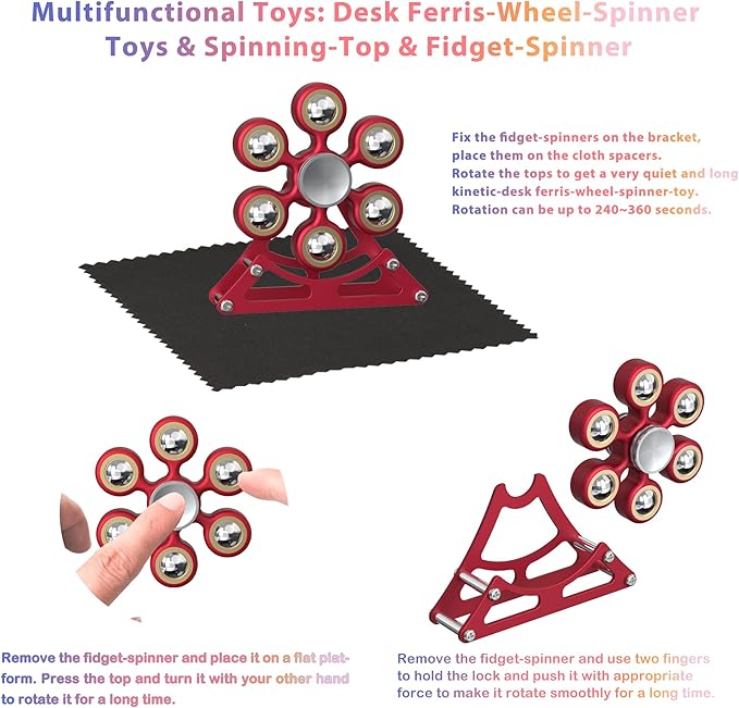 Desk Toys for Fidget Ferris-Wheel Spinner: 4mins Metal Cool-Gadgets Kinetic-Toy, Cool-Stuff for Kid Children Teen Adult EDC-Toy, ADHD Tools Stress Relief for Office Home School Men Woman Christmas