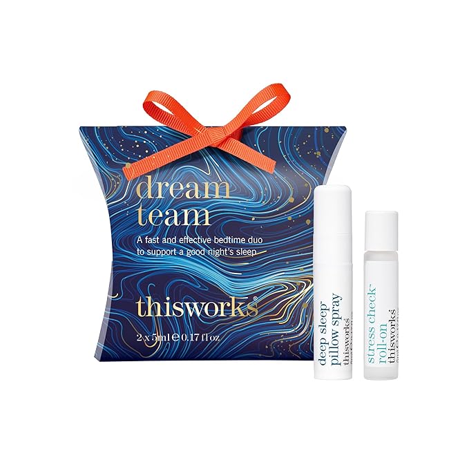 This Works Dream Team Bedtime Duo – Deep Sleep Pillow Spray 5ml & Stress Check Roll-On 5ml – Aromatherapy Gift Set with Lavender, Eucalyptus & Vetivert