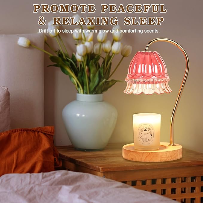 Flower Candle Warmer Lamp with Timer, Wax Warmer, Height Adjustable, Birthday Gifts for Women, Mom, Sister, Candle Lamp Warmer Christmas Gifts, Electric Dimmable Candle Warmer, Vintage Home Decor