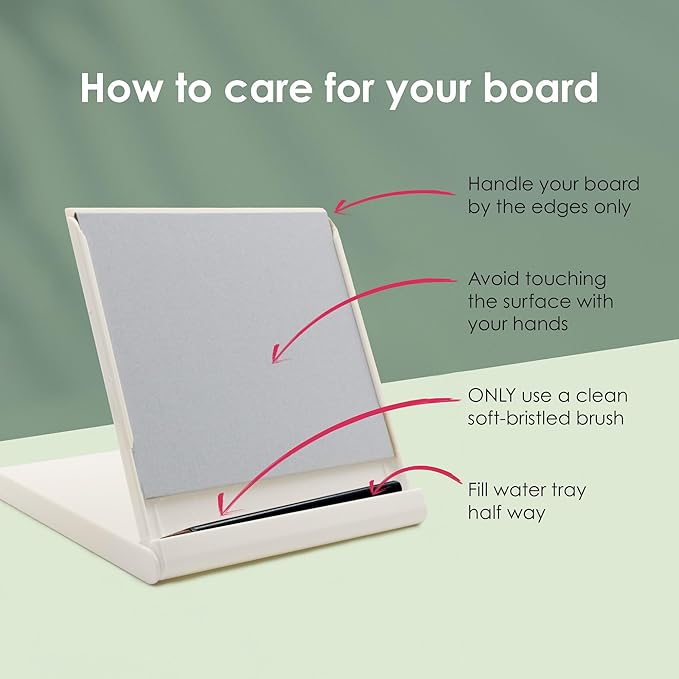 Mini Buddha Board Art Set: Water Drawing Writing Board w/Mini Water Brush for Mindfulness & Meditation – Inkless Zen Based Drawing Board, Painting & Art Supplies, Ideal Relaxation Gift (5”x5” White)