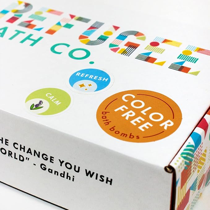 Variety Pack Bath Bombs, Color-Free Calm and Refresh Scents, 2.5 oz, Support Refugee Employment in The USA