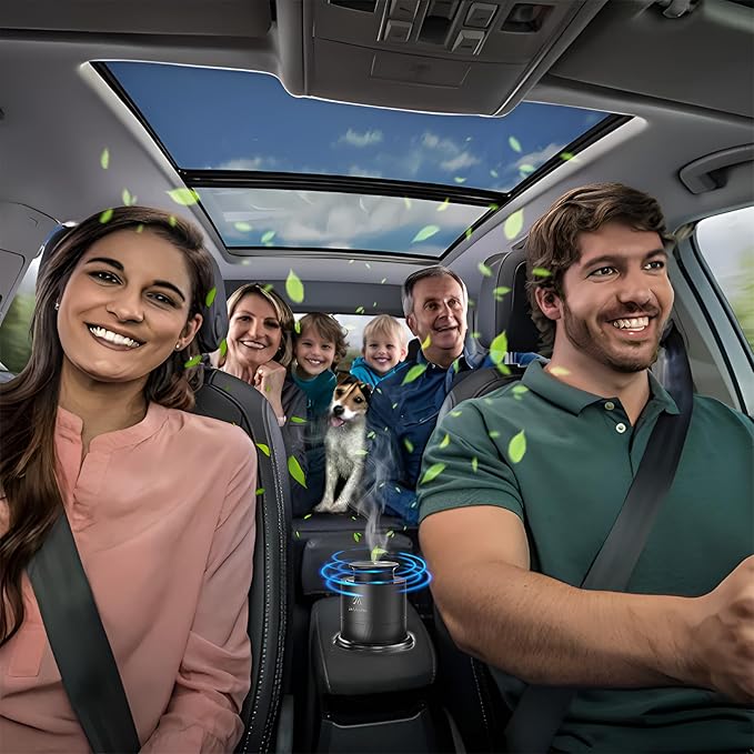 Car Freshener Diffuser, Aluminum Waterless Diffusers for Essential Oils, 20ml Portable USB Rechargeable Smart Aromatherapy Machine with 3 Timing & 3 Mist Levels for Car Room Office