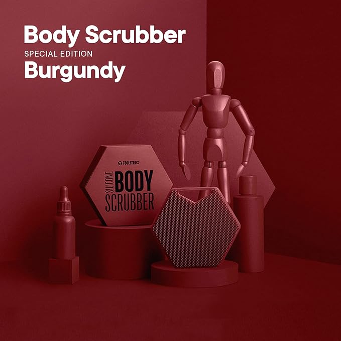 Tooletries Body Scrubber - Silicone Exfoliating Scrubber - Bathroom & Shower Accessory for Durable, Long Lasting Body Wash for Men - Burgundy