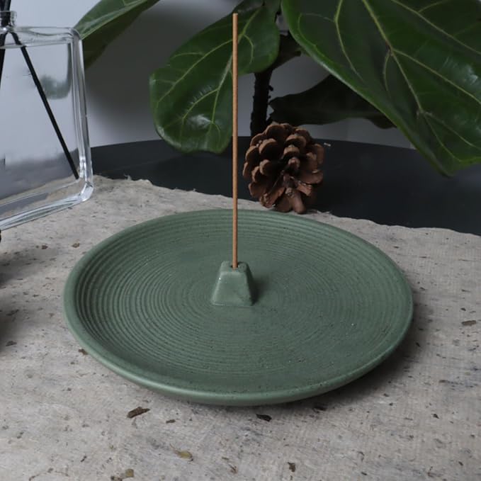 Incense Holder and Insence-Stick Holder,Incense Holder for Sticks, Simple Insence Tray for Set for Office Yoga and Livingroom (Green)
