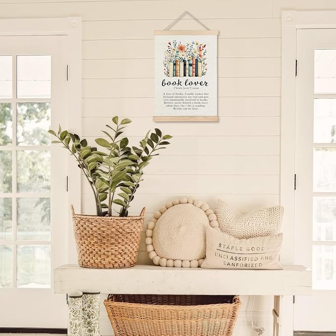 Exqcom Vintage Floral Book Lover Wall Art Poster, Reading Nook Decor, Book Club Decorations, Bookish Reading Posters for Reading Room Corner Library Classroom, 12x16 Inches