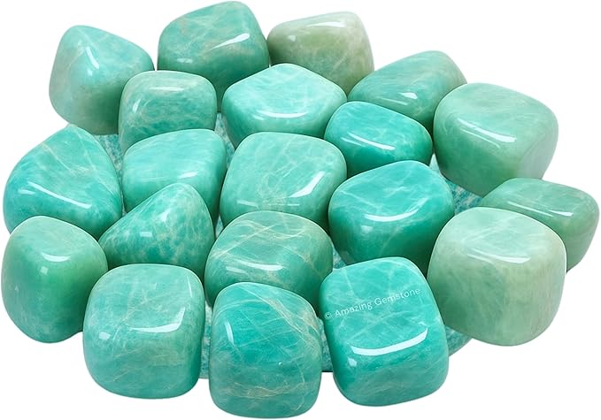 Amazing Gemstone Amazonite Crystals and Healing Stones Tumbled - 1 oz, Natural Healing Stones for Energy Balance, Stress Relief - Premium Polished Gems Rocks for Meditation and Wellness