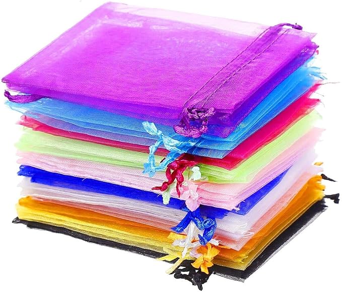 100 Pcs Organza Gift Bags Mix Colors Small Jewelry Pouches Wedding Jewelry Bag 2x3 Inch Favour bags Lavender Bag for Wedding Birthday Party Christmas Candy Mesh Bags