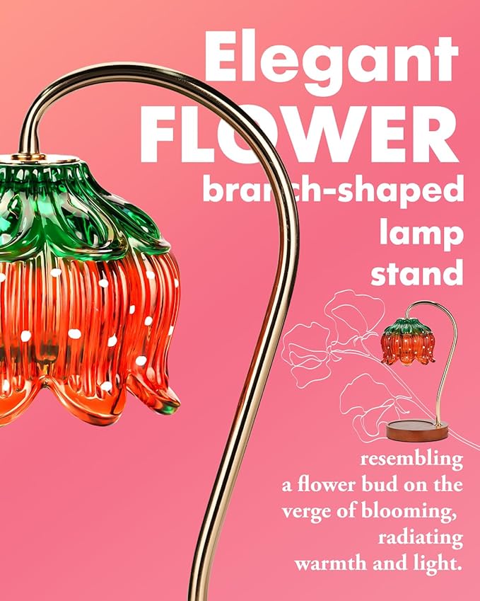 Strawberry Candle Warmer Lamp, Cute Candle Lamp with Timer & Dimmable, Birthday Christmas Gifts for Women Mom, House Warming Gift New Home, Lotus Wax Melt Warmer for Yankee Village Candles