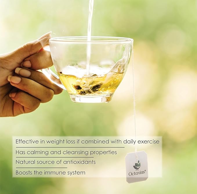 Octavius Lemon Honey Green Tea Bags – Pack of 50 Enveloped Tea Bags | Refreshing & Aromatic Blend with Natural Lemon and Honey | Antioxidant-Rich Green Tea for Detox & Immunity